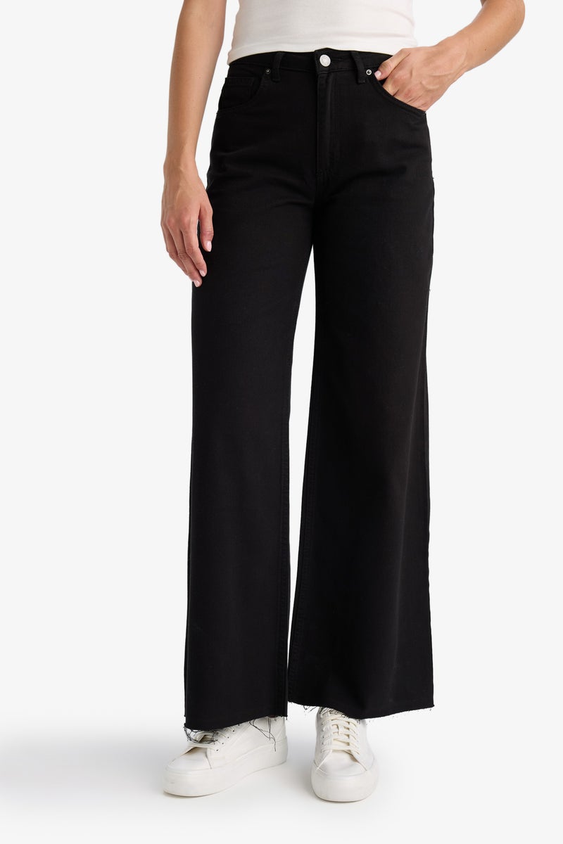 DeFacto Black Woman Wide Leg Trousers Casual - Image 3