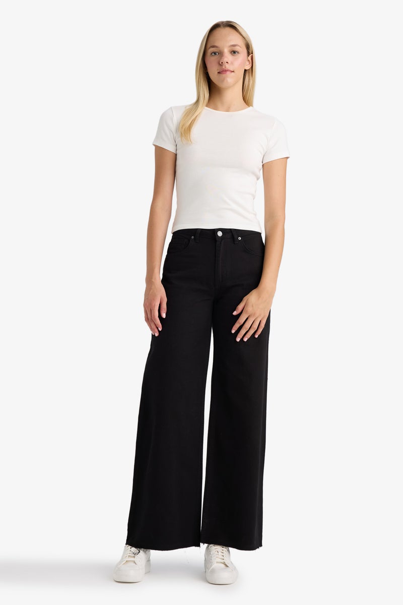 DeFacto Black Woman Wide Leg Trousers Casual - Image 5