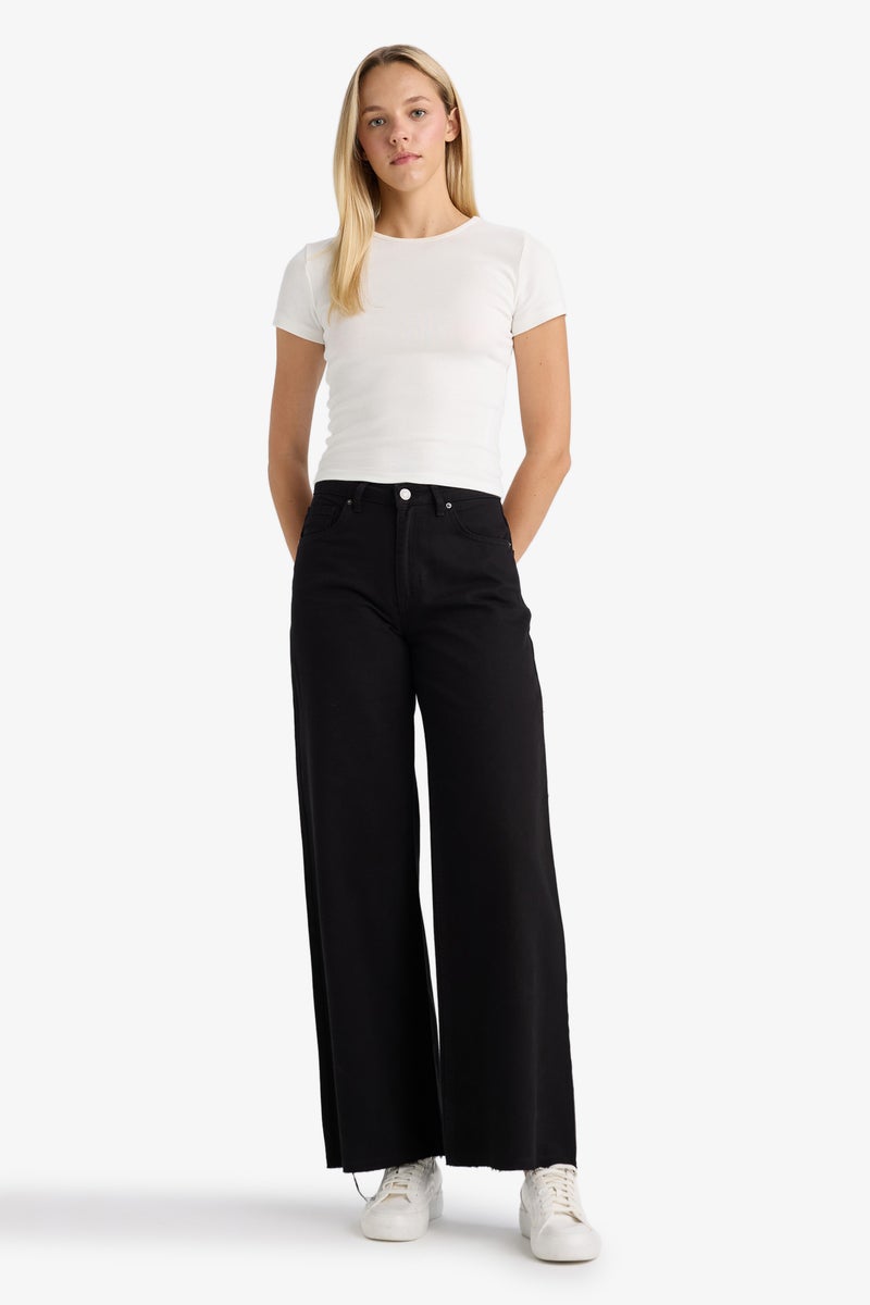 DeFacto Black Woman Wide Leg Trousers Casual - Image 2