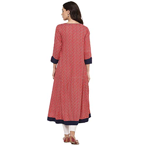 Yash Gallery Women's Plus Size Rayon Printed Anarkali Kurtis (Pink) - Image 5