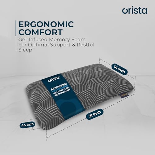 Orista™ Advance Gel Blended Memory Foam Sleep Enhancer Pillow | 2 Year Warranty | Cushions Neck & Shoulder Pain Relief | Orthopedic Pillow Back Side & Stomach Sleepers | 21 x 14 x 4.5 Inch | Set of 1 - Image 2