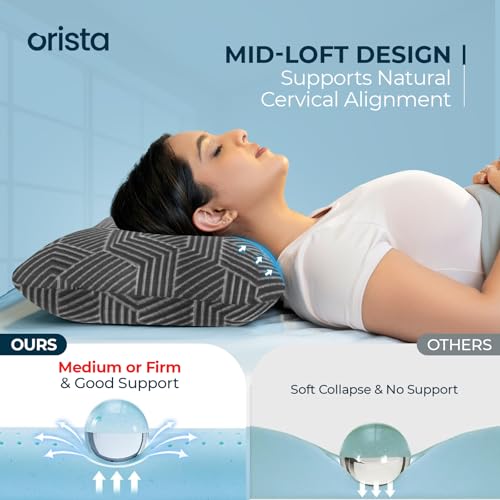 Orista™ Advance Gel Blended Memory Foam Sleep Enhancer Pillow | 2 Year Warranty | Cushions Neck & Shoulder Pain Relief | Orthopedic Pillow Back Side & Stomach Sleepers | 21 x 14 x 4.5 Inch | Set of 1 - Image 3