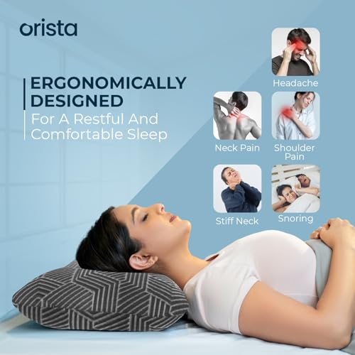Orista™ Advance Gel Blended Memory Foam Sleep Enhancer Pillow | 2 Year Warranty | Cushions Neck & Shoulder Pain Relief | Orthopedic Pillow Back Side & Stomach Sleepers | 21 x 14 x 4.5 Inch | Set of 1 - Image 4