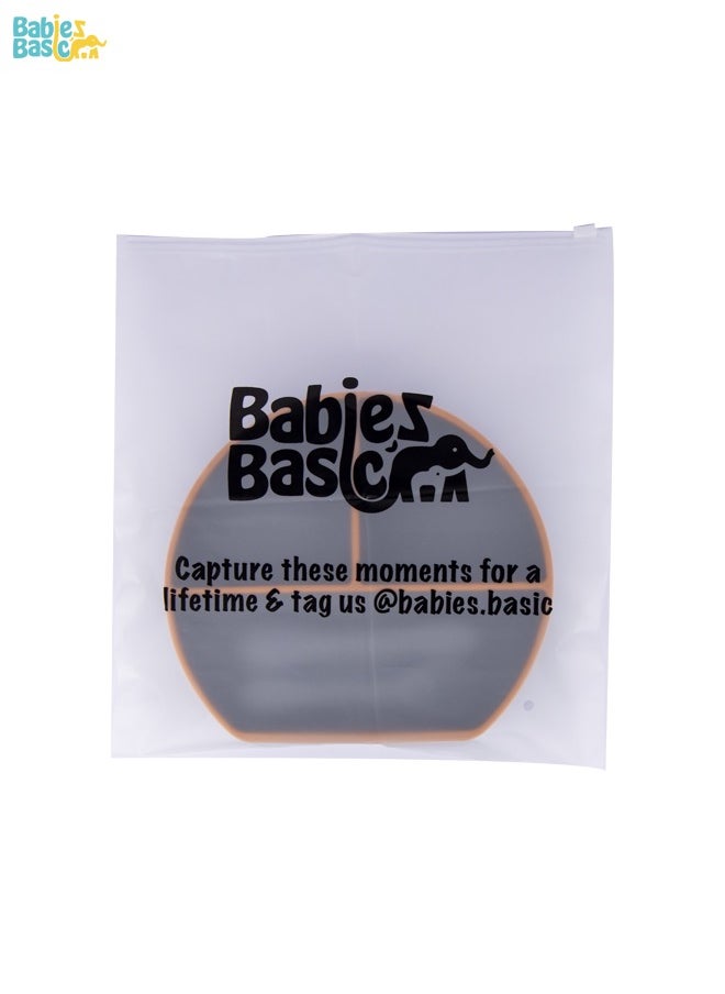 Babies Basic Feeding Set, 3 Piece, Silicone Set For Self Feeding, Learning & Fine Motor Skills Soft, Easy To Grip,Silicone Suction Plate With Silicone Spoon And Fork- Grey  - Image 3