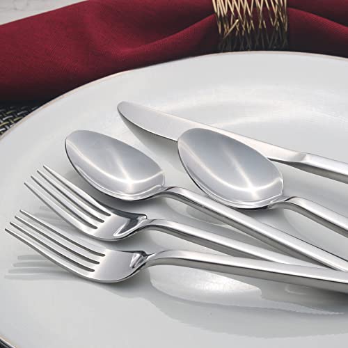 Alata Cube 20-Piece Forged Stainless Steel Flatware Set Cutlery Set,Silverware Set Service for 4,Mirror Finish,Dishwasher Safe - Image 3