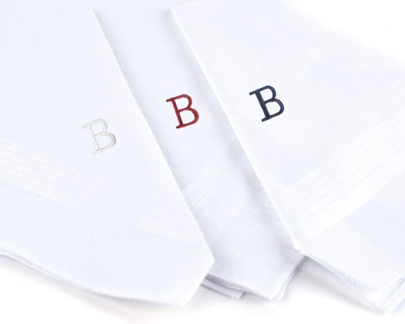 boxed-gifts Store Initial Handkerchief for Men, Monogrammed Boxed 3 Piece Set,100% Cotton - Image 2