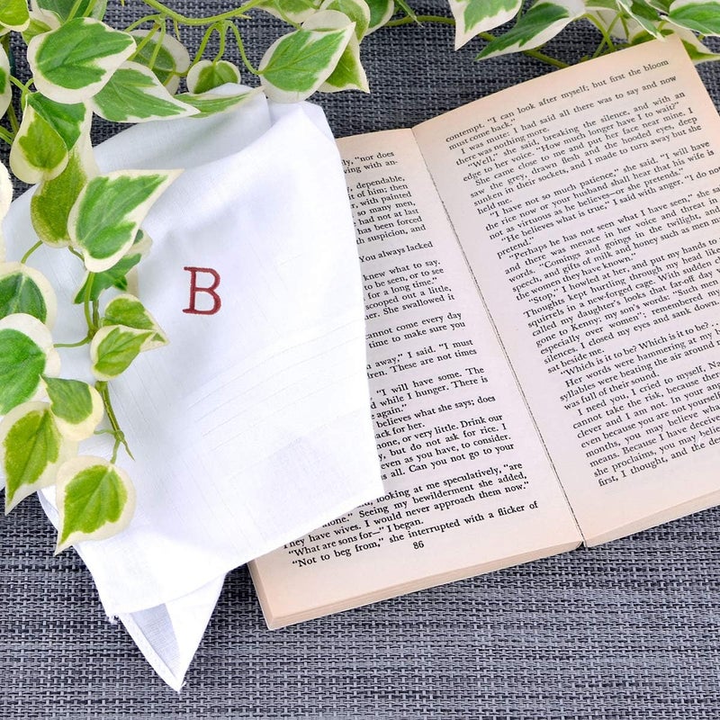 boxed-gifts Store Initial Handkerchief for Men, Monogrammed Boxed 3 Piece Set,100% Cotton - Image 4