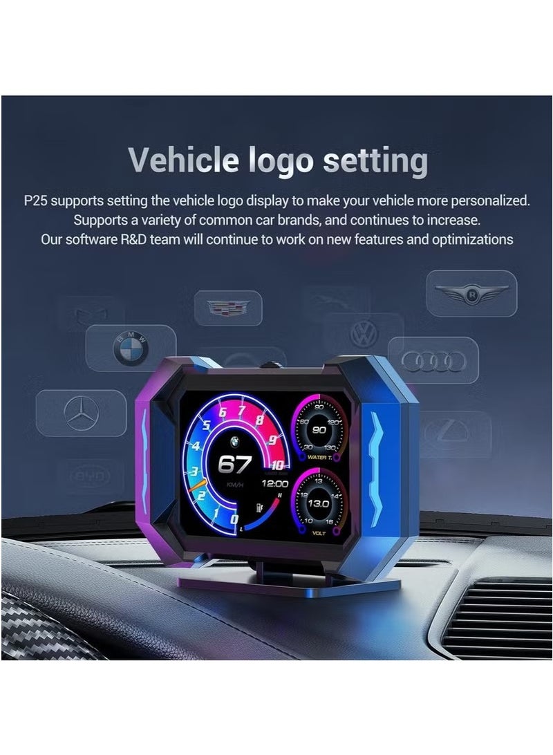 Generic Car HUD Display, Universal Car HUD Head Up Display Speedometer with GPS OBD2 Interface,Speedup Test Brake Test Overspeed Alarm HD LCD Table Display  - Image 5