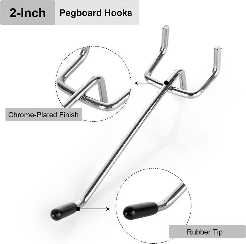 SENENQU 100PCS 4 Inch Pegboard Hooks Peg Board Hooks Accessories Fit 18 and 14 Peg Board with Rubber Tipped Metal Pegboard Hooks for Garage Office Kitchen Store - Image 3