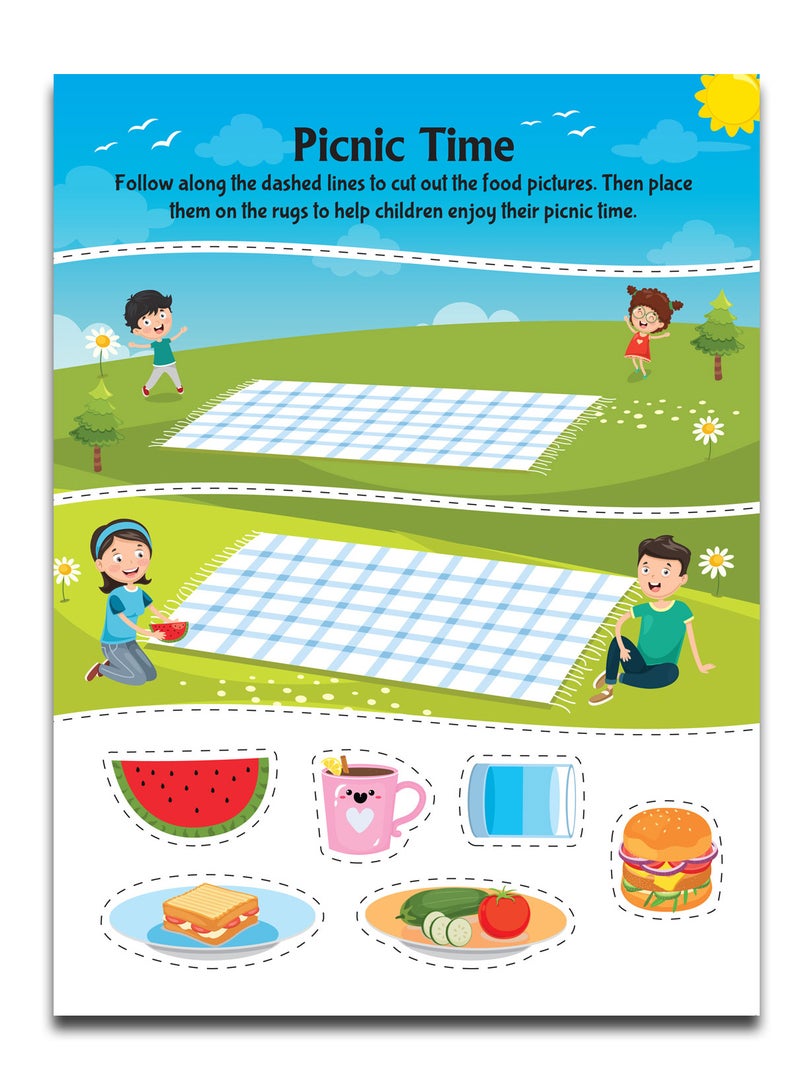 Tasty Foods Scissors Skills Activity Book for Kids Age 4 - 7 years | With Child- Safe Scissors, Games and Mask - Image 3