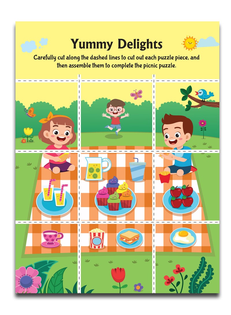 Tasty Foods Scissors Skills Activity Book for Kids Age 4 - 7 years | With Child- Safe Scissors, Games and Mask - Image 4