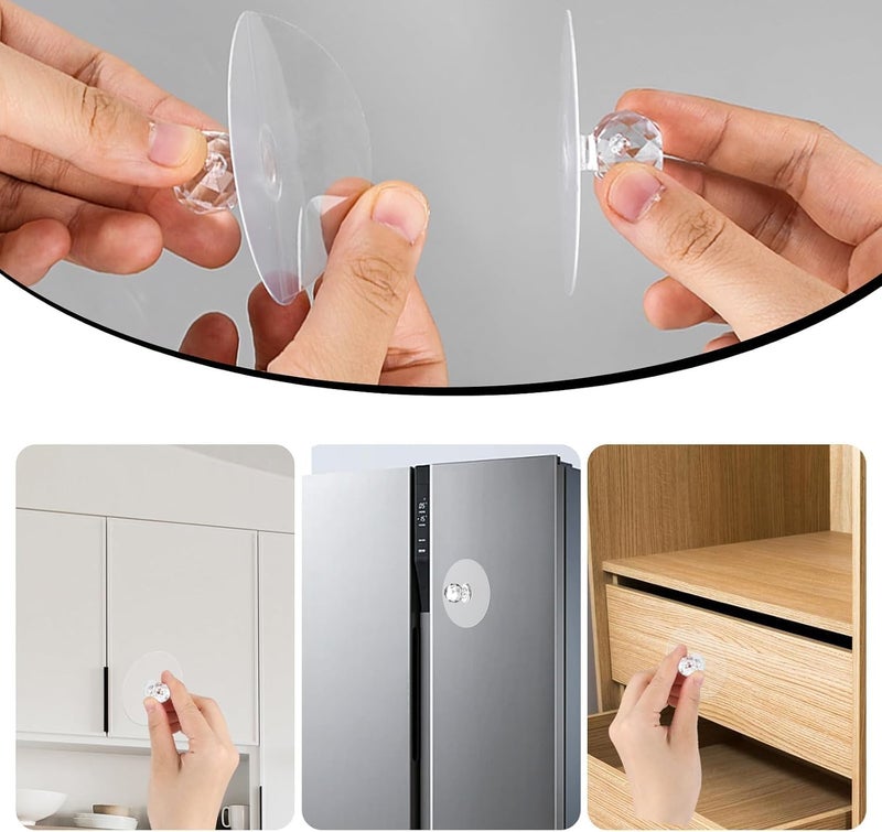 4 Pcs Adhesive Door Handle Clear Crystal Cabinet Drawer Knobs Adhesive Drawer Pulls Diamond Crystal Shaped Pulls Handles for DIY Crafts, Kitchen Cupboard, Bathroom Dresser, Furniture - Image 3