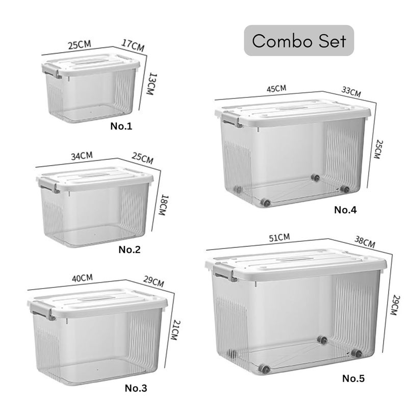 KREPS Clear Plastic Storage BoxBins Container with Latches and Lid Stackable Storage Heavy Duty Material ALL SIZE COMBO PACK OF 1 - Image 2