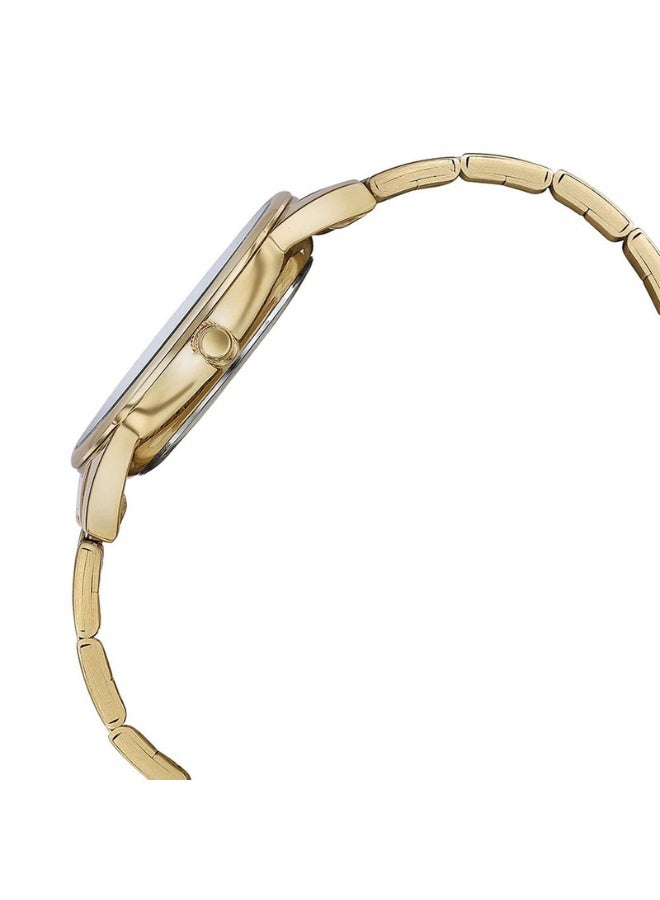 Sonata ساعة يد للرجال 77144YM03 - قرص أسود، حزام من الفولاذ المقاوم للصدأ بلون الذهب، حركة كوارتز، مقاومة للماء حتى 3 ATM - Image 4