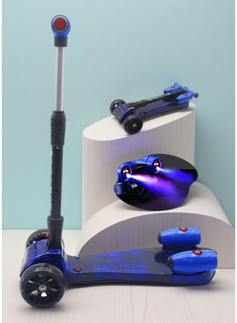 إيزي فيتشور سكوتر ركل سهل الاستخدام بثلاث عجلات للأولاد والبنات - عجلات LED مضيئة، موسيقى بلوتوث، رذاذ ماء وتأثير دخان - إمالة آمنة للتوجيه، للأعمار من 3 إلى 14 عامًا - Image 1
