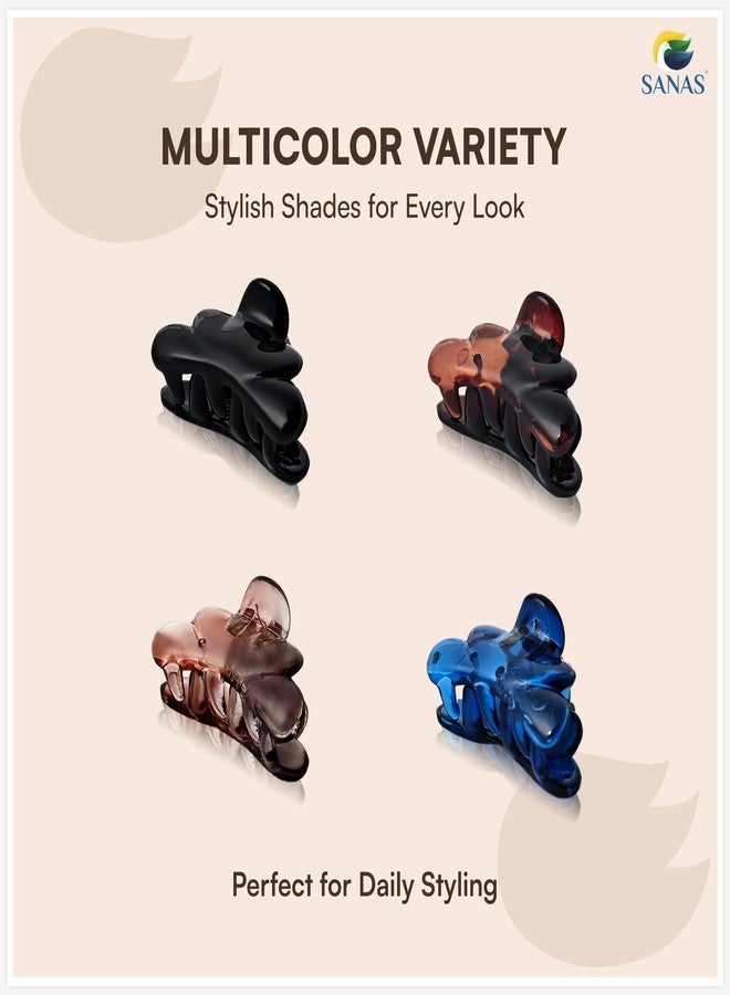 Sanas Hair Clips For Girls (4Pcs) Small Clutchers For Hair Clips For Women Stylish Claw Clips For Women Aesthetic Fashion Accessories For Girls Teenage Cute Hair Accessories (4Pcs)(Versatile 4 Shades) - Image 5