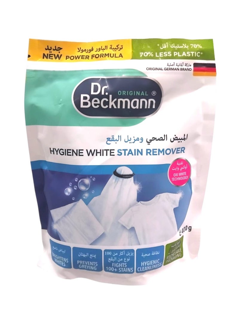 Dr. Beckmann Hygiene White Stain Remover, Fights 100+ Stains, Prevents Greying, Brightens Whites, 400g