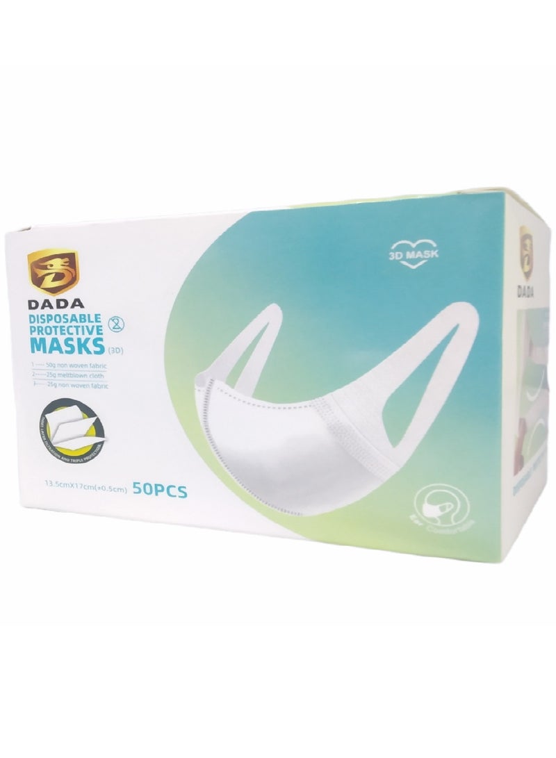 دادا قناع وجه واقي ثلاثي الأبعاد يمكن التخلص منه - 50 قطعة