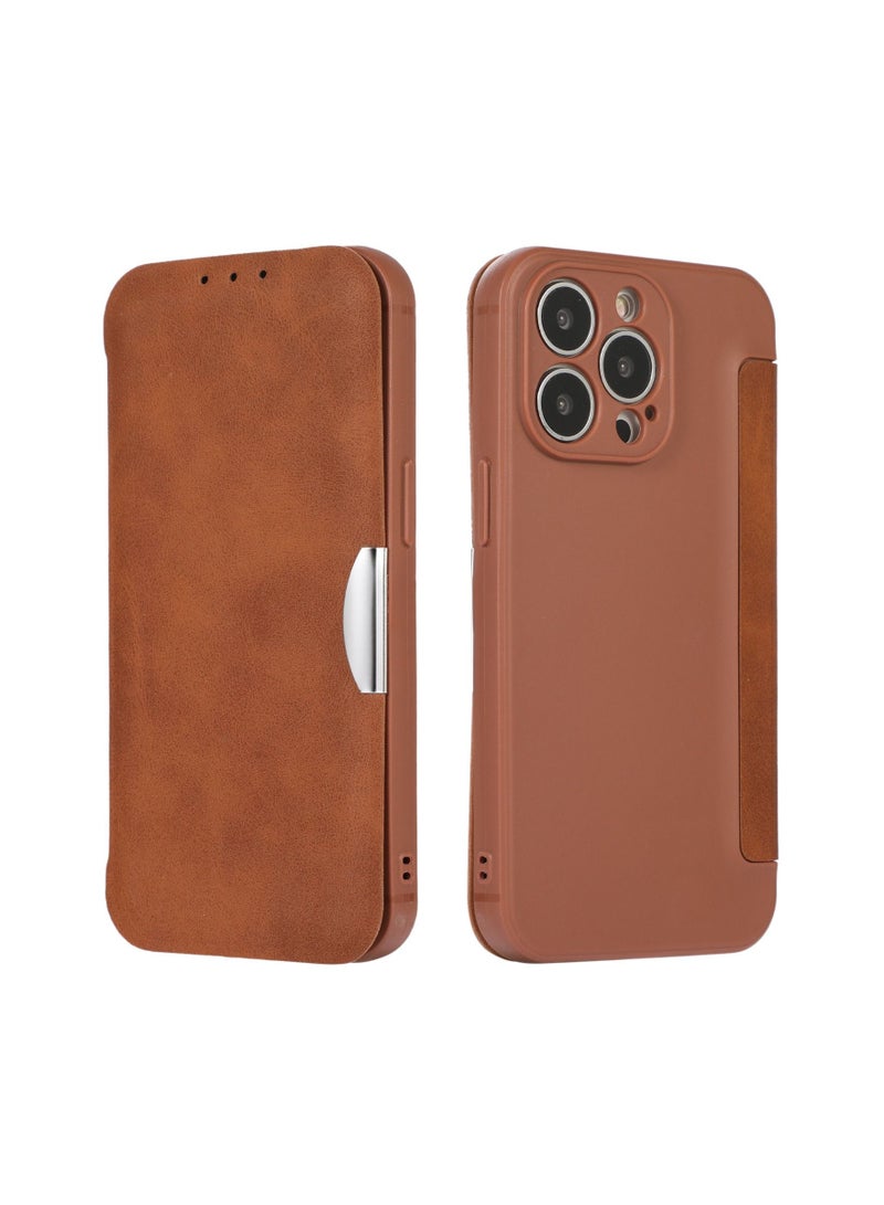 Loquat Suitable For iPhone Clamshell Solid Color Mobile Phone Leather Case - Image 2