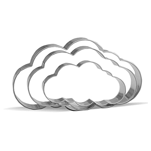 Keewah Cloud Cookie Cutter Set - 4.7”,3.9”,3” - 3 Piece - Stainless Steel - Image 1