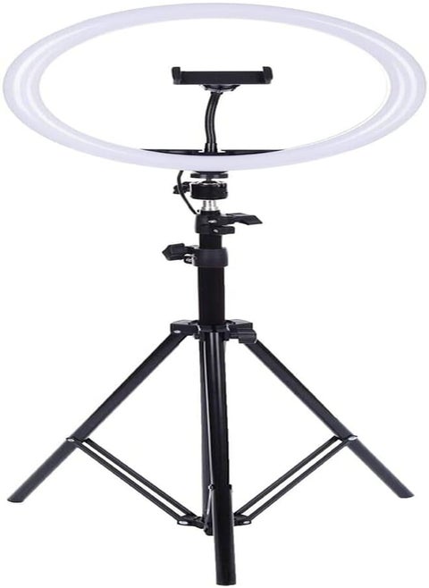 Sl300 Live Stream 360 Degree Rotated LED Ring Light 30 cm With Mobile Phone Holder And 2.1 Meter Stand - Black & White