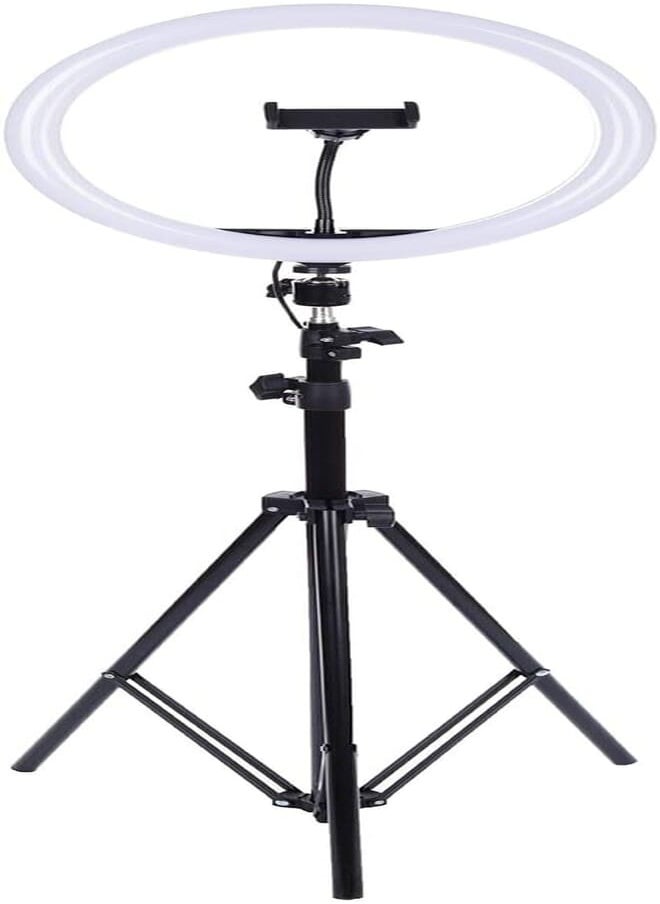 Generic Sl300 Live Stream 360 Degree Rotated LED Ring Light 30 cm With Mobile Phone Holder And 2.1 Meter Stand - Black & White 