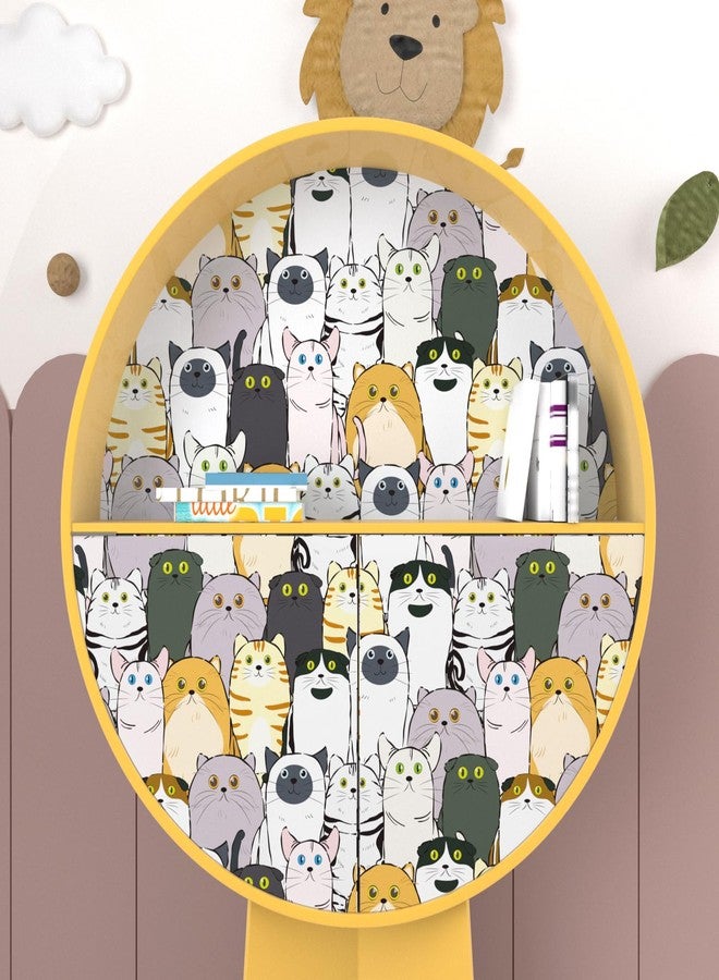 Wallercity Cat Wallpaper Stick and Peel Cartoon Animal Wallpapers Easy Peel Off Cats Wall Paper Removable Fun Wallpaper for Kids Self Adhesive Contact Paper for Nursery Cabinets Liners 17.5x102 Inch - Image 3