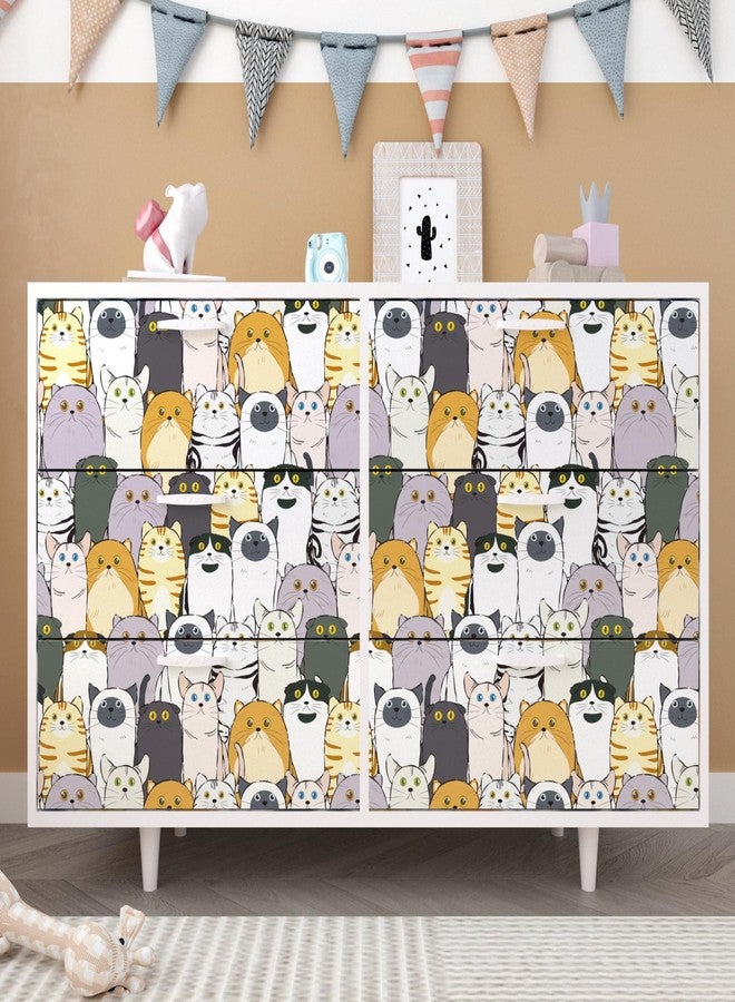 Wallercity Cat Wallpaper Stick and Peel Cartoon Animal Wallpapers Easy Peel Off Cats Wall Paper Removable Fun Wallpaper for Kids Self Adhesive Contact Paper for Nursery Cabinets Liners 17.5x102 Inch - Image 2