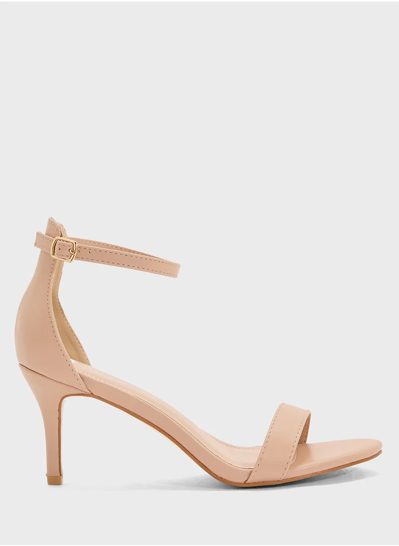 ايلا Mid Heel Sandal With Ankle Strap