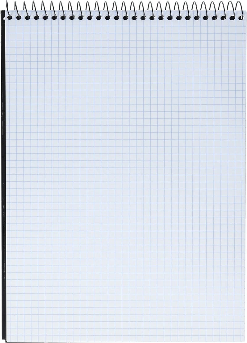 Top Flight Silverpoint Top Wire Pad, Heavy Back, Quadrille Rule, 8.5 x 11.75 Inches, 70 Sheets, Protective Cover, Blue/Black, Case Pack of 12 - Image 2