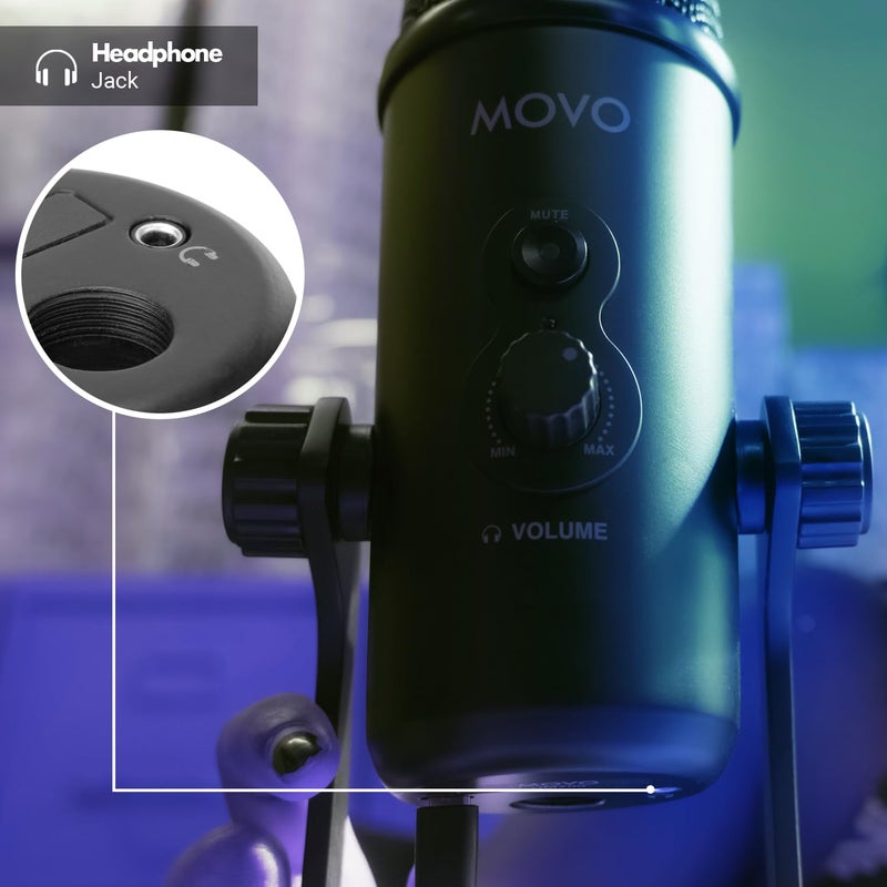 Movo UM700 Computer Condenser USB Gaming Mic with Adjustable Pickup Patterns - Microphone for PC, PS5, Podcasting, Streaming, ASMR - Image 5