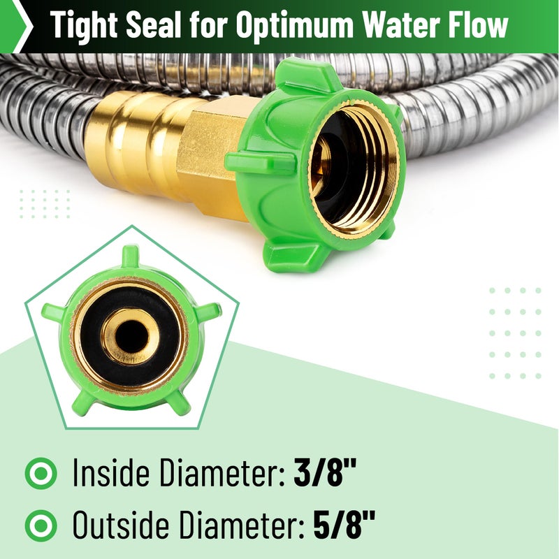 UNCO- Stainless Steel Metal Hose with 4 Function Brass Nozzle, 50 ft, No Kink, Metal Garden Hose - Image 3