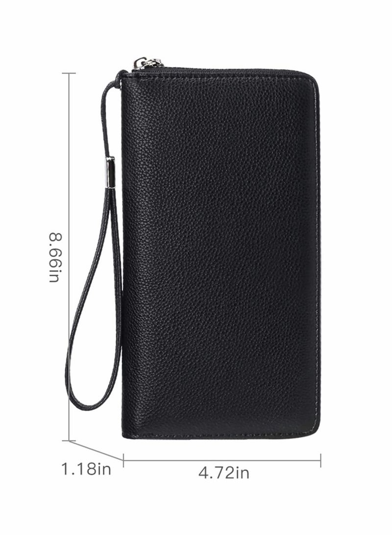 SYOSI Credit Card Holder Wallet Rfid Blocking Leather Zip Around Wallet Large Capacity Long Purse Credit Card Clutch Wristlet Women's Long Wallet Rfid Large Capacity Handbag Pu Bank Card Storage Bag - Image 2