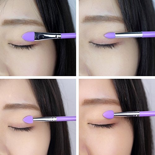 LORMAY 9 Pcs Silicone Makeup Brush Set: Applicator for Face Care, Eyeliner, Eyebrow, Eye Shadow, Lip Makeup and UV Epoxy Resin Crafts (Purple) - Image 3