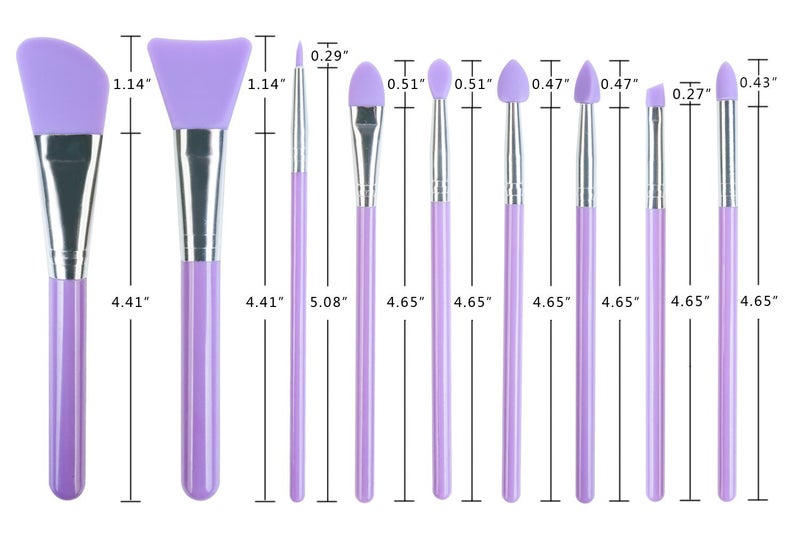 LORMAY 9 Pcs Silicone Makeup Brush Set: Applicator for Face Care, Eyeliner, Eyebrow, Eye Shadow, Lip Makeup and UV Epoxy Resin Crafts (Purple) - Image 2