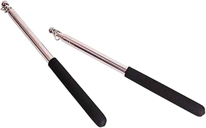 Nimiman 1 Pair Belly Dance Wings Sticks Portable Telescopic Stainless Steel Sticks for Dancing(Black) - Image 1