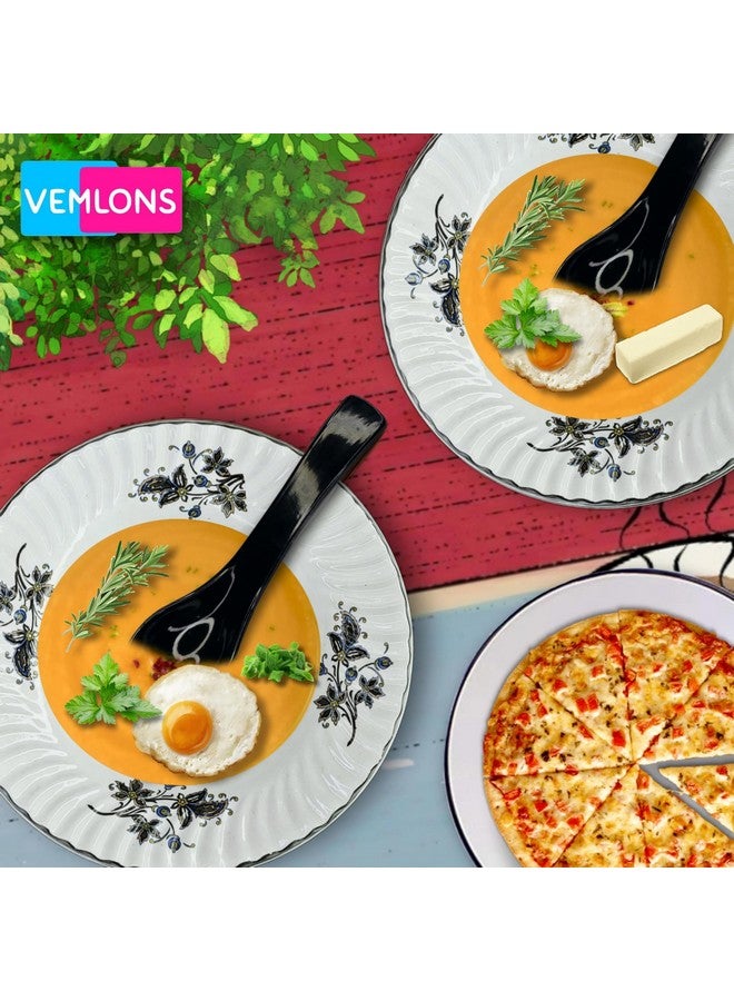 Vemlons Soup Spoons Melamine Soup Spoon Set of 6 Microwave Safe-Pack of 6/Soup Spoon Spoon Set (14cm)(Matte Black) - Image 4