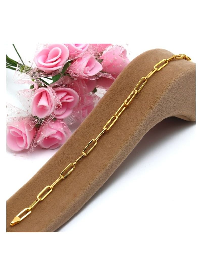 Gold Zone - Real Gold Paper Clip Bracelet - Image 1