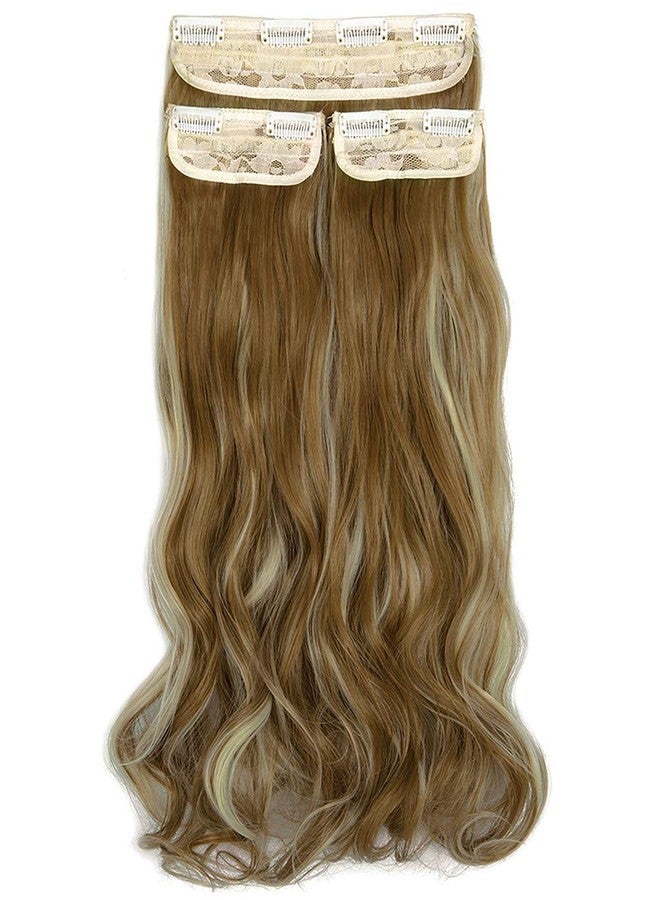 ليلينتا مجموعة ليلينتا 24 بوصة من وصلات الشعر الصناعية الكثيفة ذات الشعر المجعد والمموج، مكونة من 4 قطع، بمشابك، مناسبة للنساء، بألوان مزيج من البني الزنجبيلي والأشقر الفاتح. - Image 4