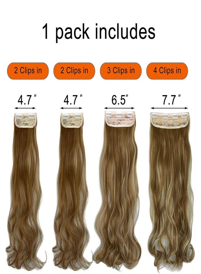 ليلينتا مجموعة ليلينتا 24 بوصة من وصلات الشعر الصناعية الكثيفة ذات الشعر المجعد والمموج، مكونة من 4 قطع، بمشابك، مناسبة للنساء، بألوان مزيج من البني الزنجبيلي والأشقر الفاتح. - Image 3