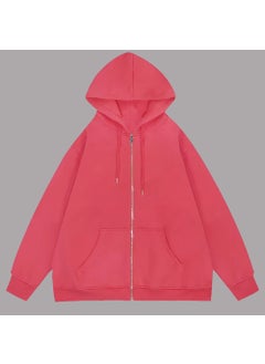 Generic Solid Color Mens Hooded Sweatshirt Blank Cardigan Zippered Hooded Top Training Suite Sport Shoes And Bag Set From China Red (short zipper) 