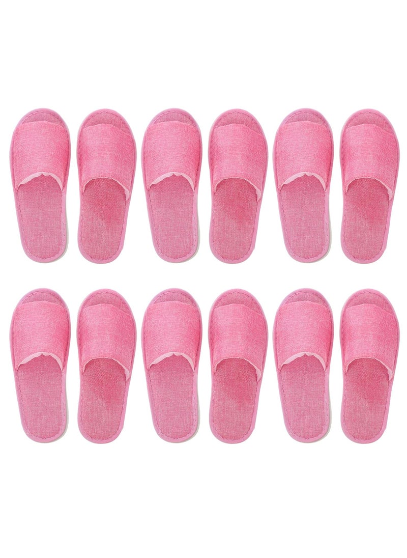 Healifty 6 Pairs Cotton and Linen Nonslip Slippers Outdoor Slippers Summer Soles Disposable Slippers for Guests off Open Slipper Spa Men and Women Wedding Cloth Pink 