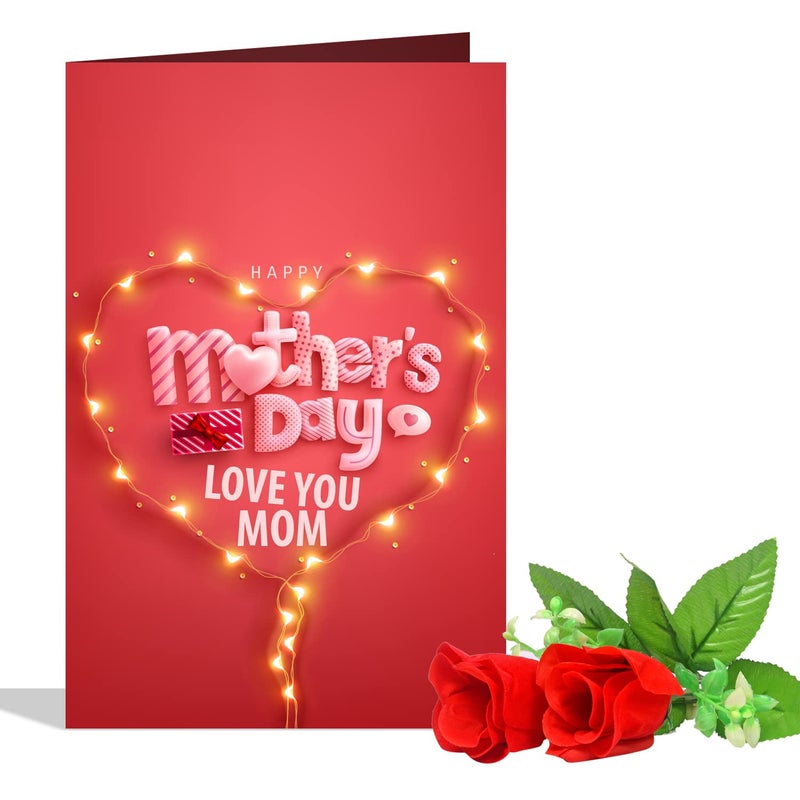 GIFT MY PASSION GIFT MY PASSION Happy Mothers Day Greeting Card 2 Red Roses Hamper Gift for Mom Gift for Mother Gift for Maa Mothers Day Gift for Mom Mother Mummy Mom