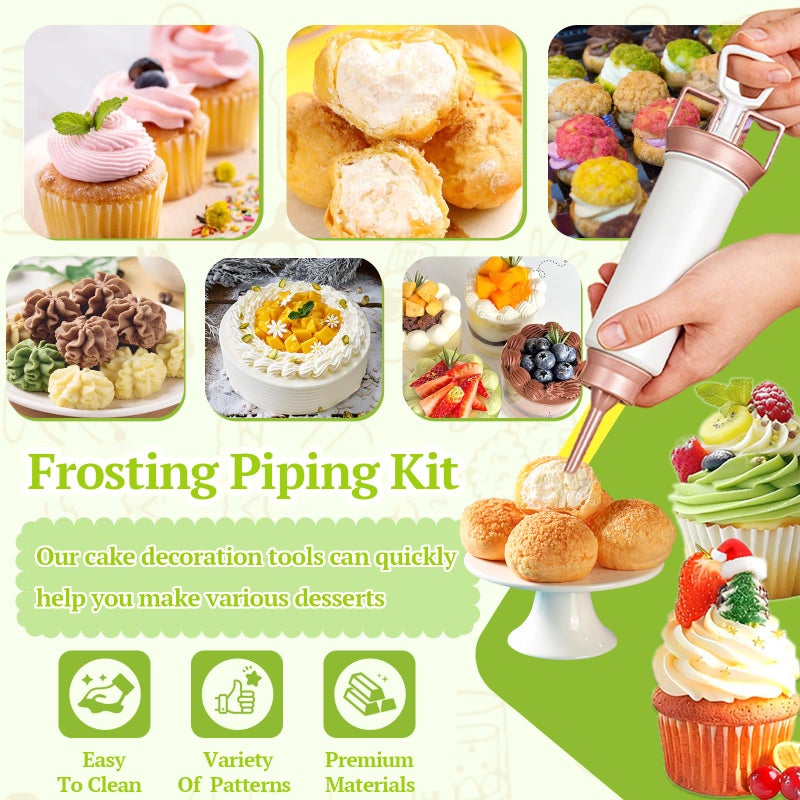 Suuker Cake Decorating Gun, Cupcake Icing Piping Kit, Cake Decorating Kit with 5 Piping Tips, Cupcake Injector/Decorating Icing Set, Pink - Image 3