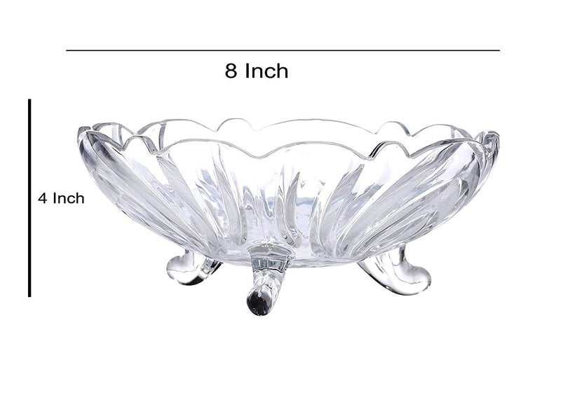Home Stuffs Crystal Glass Serving Fruit Bowl Vegetable Bowl Table Fruit Bowl DryFruit Bowl Desert Bowl Dining Table Designer Bowl Fruit Salad Bowl 2200mlTransparent Pack of 1 - Image 4