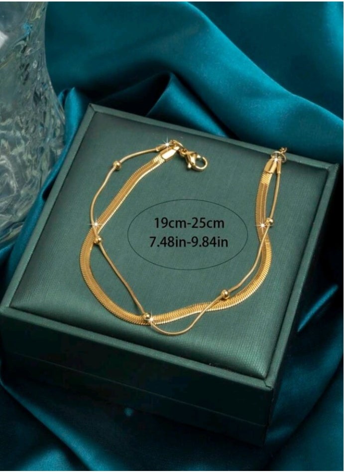 FIFTY 50 - Trendy Stainless Steel Gold Plated Anklet For Women - Image 1