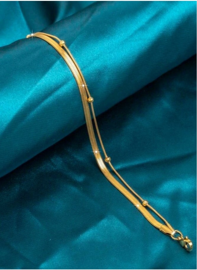 FIFTY 50 - Trendy Stainless Steel Gold Plated Anklet For Women - Image 1