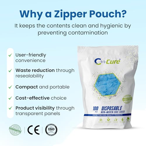 C-Cure Disposable Shoe Covers 50 Pcs | Non-Woven Breathable Anti-Slip Foot Covers with Elastic | Not Waterproof | Indoor Hygiene for Hospital, Clinic, Home Cleaning & Visitors Use | Free Size - Blue - Image 2