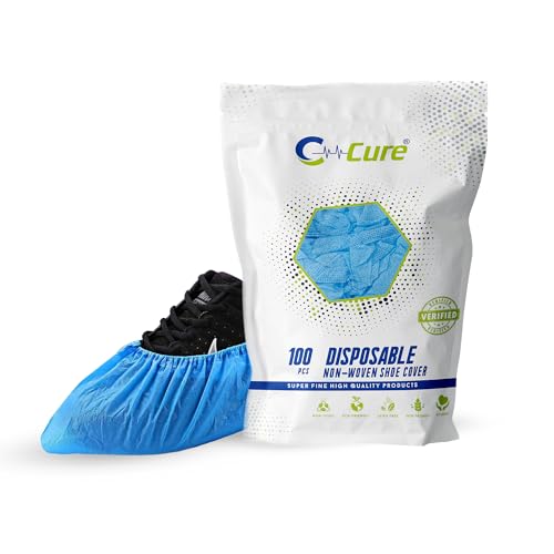 C-Cure Disposable Shoe Covers 50 Pcs | Non-Woven Breathable Anti-Slip Foot Covers with Elastic | Not Waterproof | Indoor Hygiene for Hospital, Clinic, Home Cleaning & Visitors Use | Free Size - Blue - Image 1