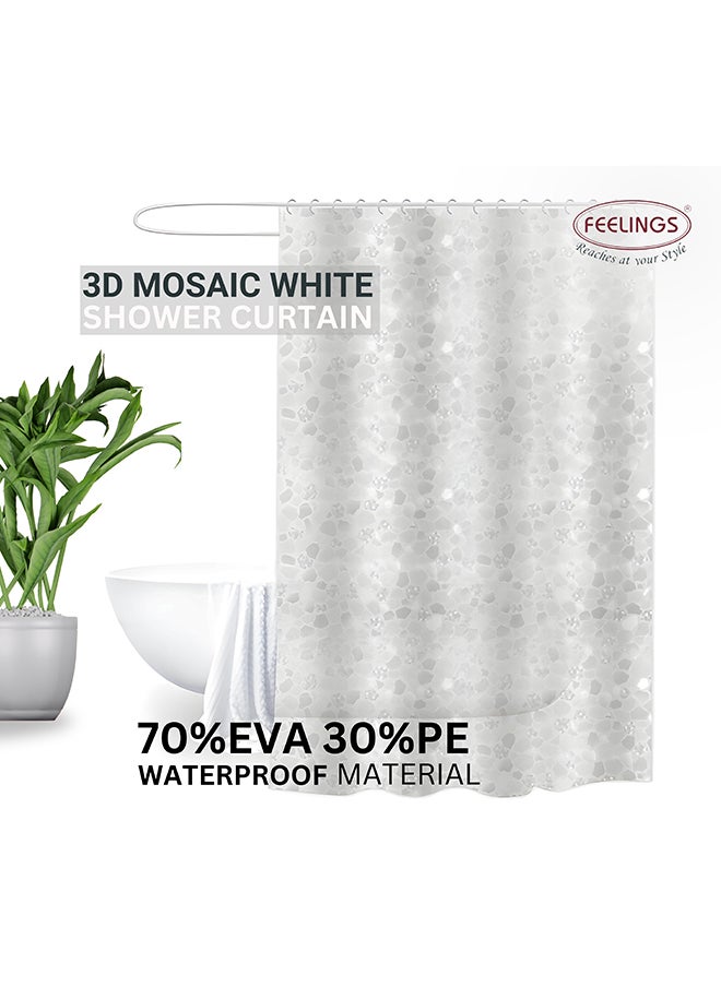 Feelings Feelings Bath Shower Curtain 3D White Mosaic 180X180Cm  - Image 2